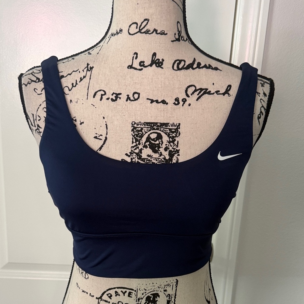Nike Swim Women's Essential Scoop Neck Midkini Top Midnight Navy - Picture 3 of 8